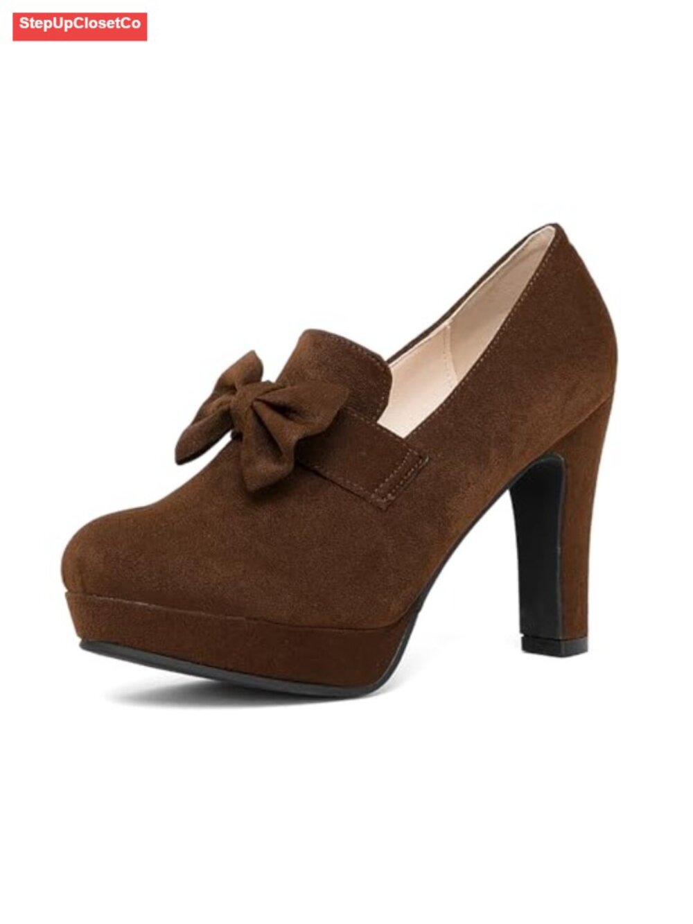 Women's Bow Chunky Heel Mary Jane Pumps Platform High Heels Dress Shoes